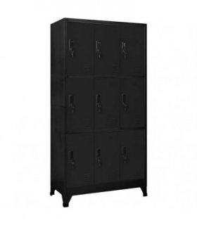 vidaXL Locker Cabinet Black 90x45x180 cm Steel — Model: with 9 lockers