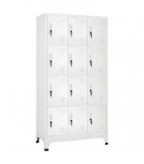 vidaXL Locker Cabinet with 12 Compartments 90x45x180 cm — Colour: grey, Model: with 12 lockers