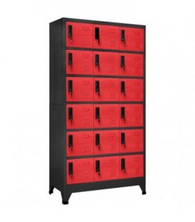 vidaXL Locker Cabinet Anthracite and Red 90x40x180 cm Steel — Model: with 18 lockers
