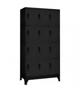 vidaXL Locker Cabinet Black 90x45x180 cm Steel — Model: with 12 lockers