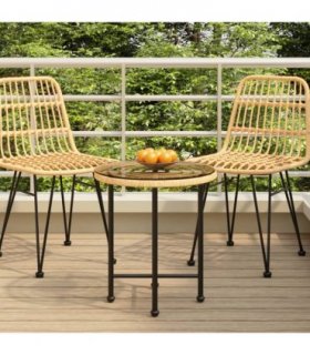 vidaXL Dining Table Ø50 cm Tempered Glass and Steel — Colour: brown, Size: Ø 50 x 55 cm