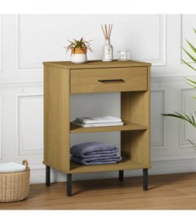 vidaXL Console Cabinet with Metal Legs Brown Solid Wood Pine OSLO