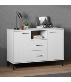 vidaXL Sideboard with Metal Legs White 113x40x77 cm Solid Wood OSLO