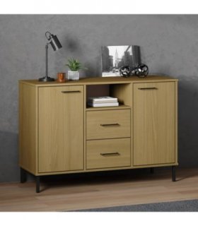 vidaXL Sideboard with Metal Legs Brown 113x40x77 cm Solid Wood OSLO