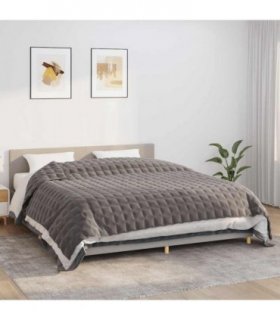 vidaXL Weighted Blanket Grey 220x260 cm 15 kg Fabric — Size: 220 x 260 cm