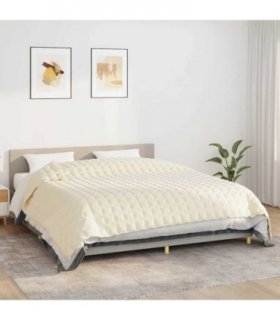 vidaXL Weighted Blanket Light Cream 235x290 cm 15 kg Fabric — Size: 235 x 290 cm