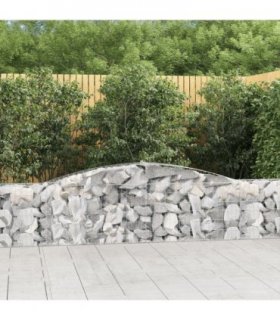 vidaXL Arched Gabion Baskets 3 pcs 400x30x60/80 cm Galvanised Iron — Size: 400 x 30 x 60/80 cm