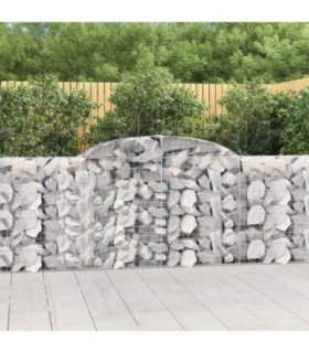 vidaXL Arched Gabion Baskets 4 pcs 300x30x100/120 cm Galvanised Iron — Size: 300 x 30 x 100/120 cm