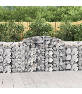 vidaXL Arched Gabion Baskets 4 pcs 300x50x100/120 cm Galvanised Iron — Size: 300 x 50 x 100/120 cm