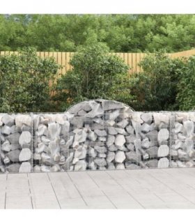 vidaXL Arched Gabion Baskets 15 pcs 200x50x80/100 cm Galvanised Iron — Size: 200 x 50 x 80/100 cm