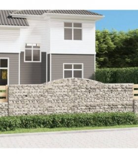 vidaXL Arched Gabion Basket 400x30x120/140 cm Galvanised Iron — Size: 400 x 30 x 120/140 cm