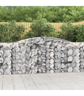 vidaXL Arched Gabion Baskets 2 pcs 400x50x100/120 cm Galvanised Iron — Size: 400 x 50 x 100/120 cm