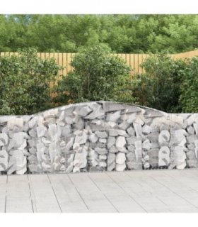 vidaXL Arched Gabion Baskets 4 pcs 400x30x80/100 cm Galvanised Iron — Size: 400 x 30 x 80/100 cm