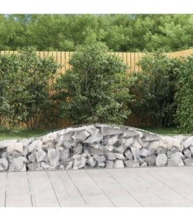 vidaXL Arched Gabion Basket 400x50x40/60 cm Galvanised Iron — Size: 400 x 50 x 40/60 cm