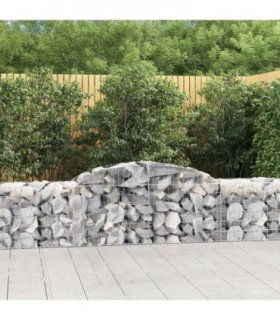 vidaXL Arched Gabion Baskets 3 pcs 300x50x60/80 cm Galvanised Iron — Size: 300 x 50 x 60/80 cm