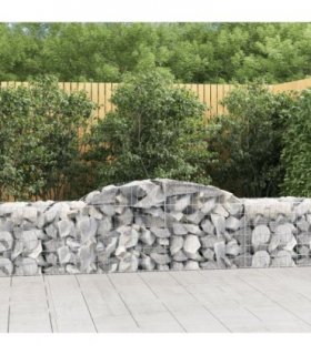 vidaXL Arched Gabion Baskets 12 pcs 300x50x60/80 cm Galvanised Iron — Size: 300 x 50 x 60/80 cm