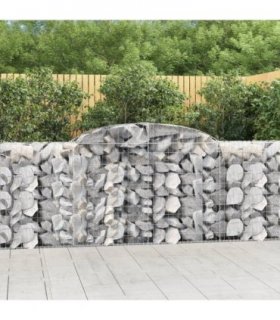 vidaXL Arched Gabion Baskets 9 pcs 300x50x100/120 cm Galvanised Iron — Size: 300 x 50 x 100/120 cm