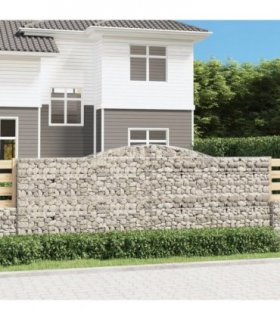 vidaXL Arched Gabion Baskets 2 pcs 400x50x140/160 cm Galvanised Iron — Size: 400 x 50 x 140/160 cm