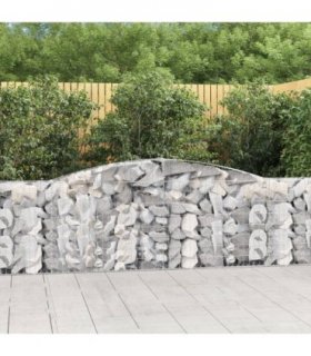vidaXL Arched Gabion Baskets 5 pcs 400x30x80/100 cm Galvanised Iron — Size: 400 x 30 x 80/100 cm
