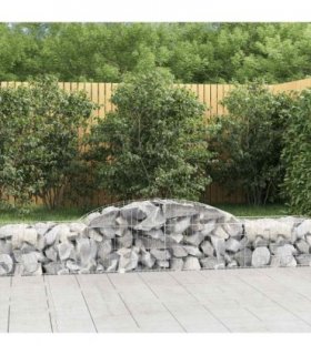 vidaXL Arched Gabion Baskets 2 pcs 300x50x40/60 cm Galvanised Iron — Size: 300 x 50 x 40/60 cm