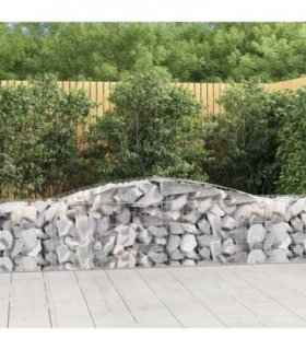 vidaXL Arched Gabion Baskets 10 pcs 400x50x60/80 cm Galvanised Iron — Size: 400 x 50 x 60/80 cm
