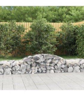 vidaXL Arched Gabion Baskets 5 pcs 300x50x40/60 cm Galvanised Iron — Size: 300 x 50 x 40/60 cm