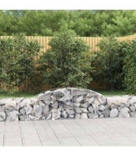 vidaXL Arched Gabion Basket 300x50x40/60 cm Galvanised Iron — Size: 300 x 50 x 40/60 cm
