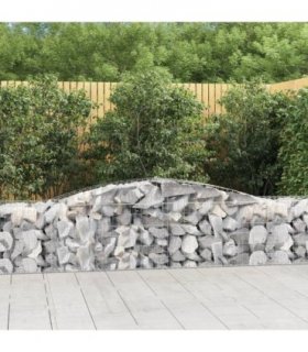 vidaXL Arched Gabion Baskets 9 pcs 400x50x60/80 cm Galvanised Iron — Size: 400 x 50 x 60/80 cm
