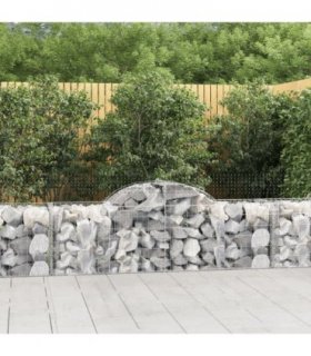 vidaXL Arched Gabion Baskets 9 pcs 200x50x60/80 cm Galvanised Iron — Size: 200 x 50 x 60/80 cm
