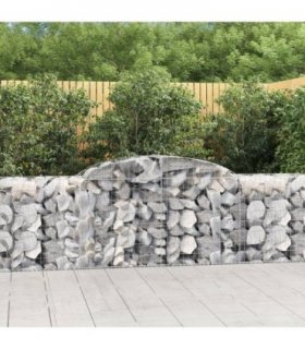 vidaXL Arched Gabion Baskets 15 pcs 300x50x80/100 cm Galvanised Iron — Size: 300 x 50 x 80/100 cm
