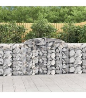 vidaXL Arched Gabion Baskets 7 pcs 300x50x100/120 cm Galvanised Iron — Size: 300 x 50 x 100/120 cm