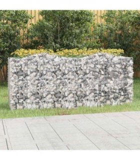 vidaXL Arched Gabion Raised Bed 200x50x100 cm Galvanised Iron — Size: 200 x 50 x 100 cm