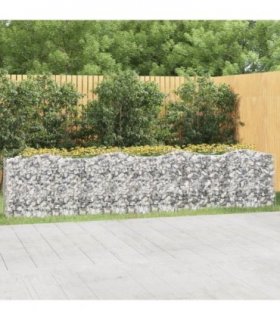 vidaXL Arched Gabion Raised Bed 400x50x100 cm Galvanised Iron — Size: 400 x 50 x 100 cm