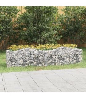 vidaXL Arched Gabion Raised Bed 200x50x50 cm Galvanised Iron — Size: 200 x 50 x 50 cm