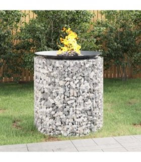 vidaXL Gabion Fire Pit Ø 100 cm Galvanised Iron — Size: 100 x 100 cm