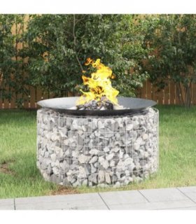 vidaXL Gabion Fire Pit Ø 100 cm Galvanised Iron — Size: 100 x 50 cm
