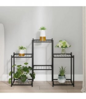 vidaXL Flower Stand 83x25x60 cm Black Iron — Model: without wheel