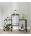 vidaXL Flower Stand 83x25x60 cm Black Iron — Model: without wheel
