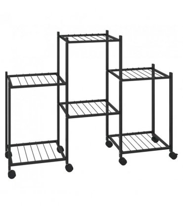 vidaXL Flower Stand with Wheels 83x25x63.5 cm Black Iron
