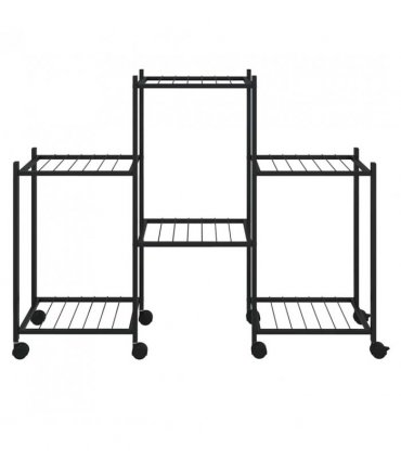 vidaXL Flower Stand with Wheels 83x25x63.5 cm Black Iron