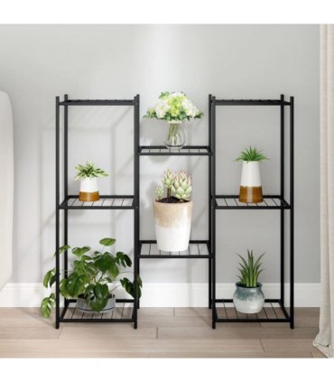 vidaXL Flower Stand 83x25x80 cm Black Iron — Model: without wheel