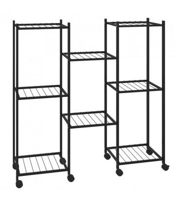 vidaXL Flower Stand with Wheels 83x25x83.5 cm Black Iron