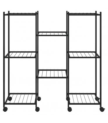 vidaXL Flower Stand with Wheels 83x25x83.5 cm Black Iron