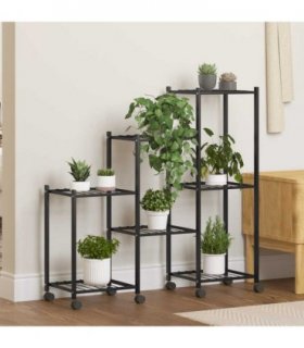 vidaXL Flower Stand with Wheels 83x25x83.5 cm Black Iron — V0671960438