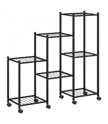 vidaXL Flower Stand with Wheels 83x25x83.5 cm Black Iron — V0671960438