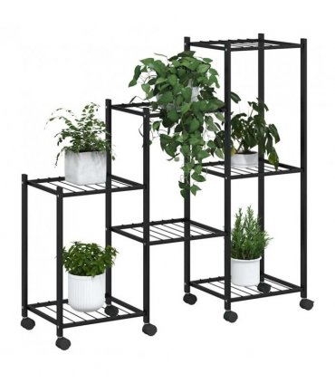vidaXL Flower Stand with Wheels 83x25x83.5 cm Black Iron — V0671960438