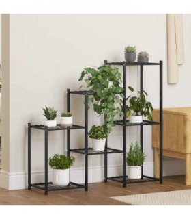 vidaXL Flower Stand 83x25x80 cm Black Iron — Model: without wheel — V0671960439