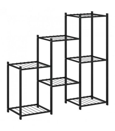 vidaXL Flower Stand 83x25x80 cm Black Iron — Model: without wheel — V0671960439
