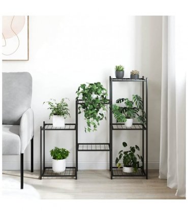 vidaXL Flower Stand 83x25x80 cm Black Iron — Model: without wheel — V0671960439