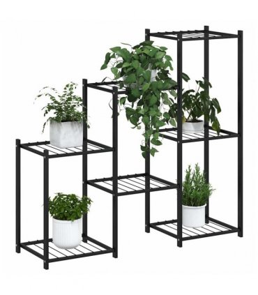vidaXL Flower Stand 83x25x80 cm Black Iron — Model: without wheel — V0671960439